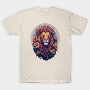 Floral Bloom Lion King Vintage Classic Style T-Shirt